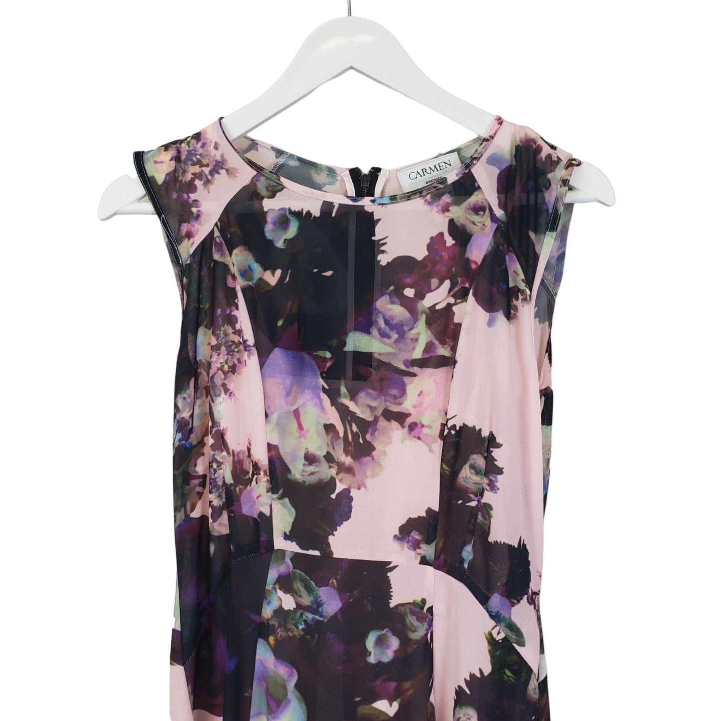 Carmen Marc Valvo Floral Hi-Low Hem Midi Dress Size 2