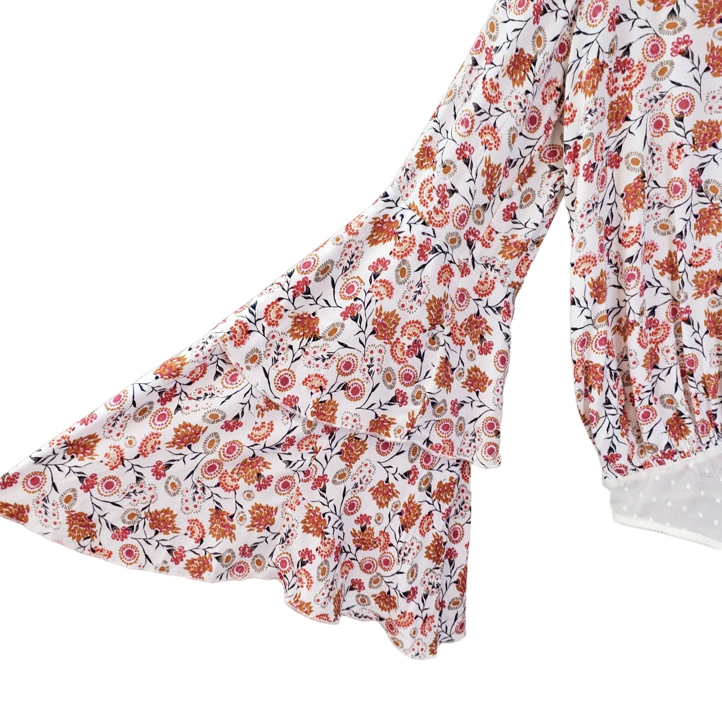 Intimately Free People Dainty Floral Bell Sleeve Bodysuit Size XS/S