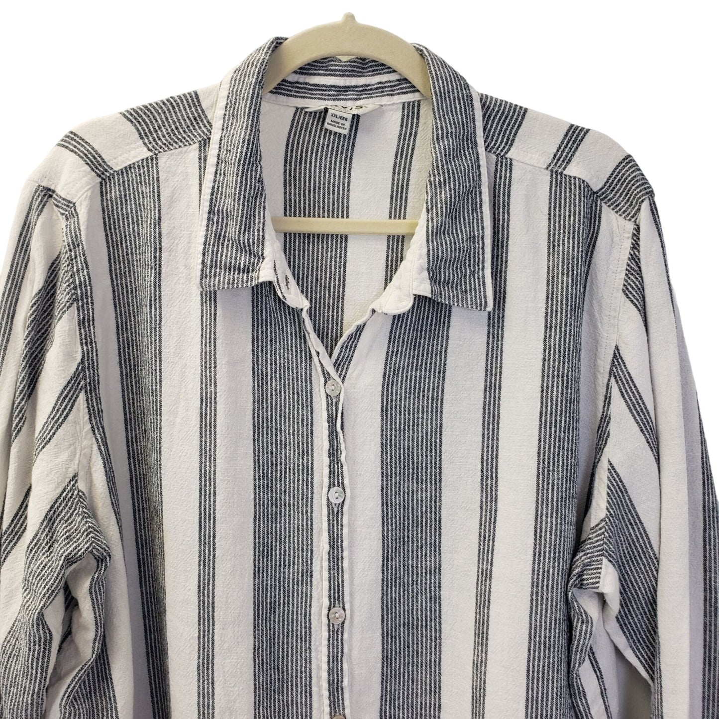 Orvis Linen Blend Striped Button Down Shirt Size XXL
