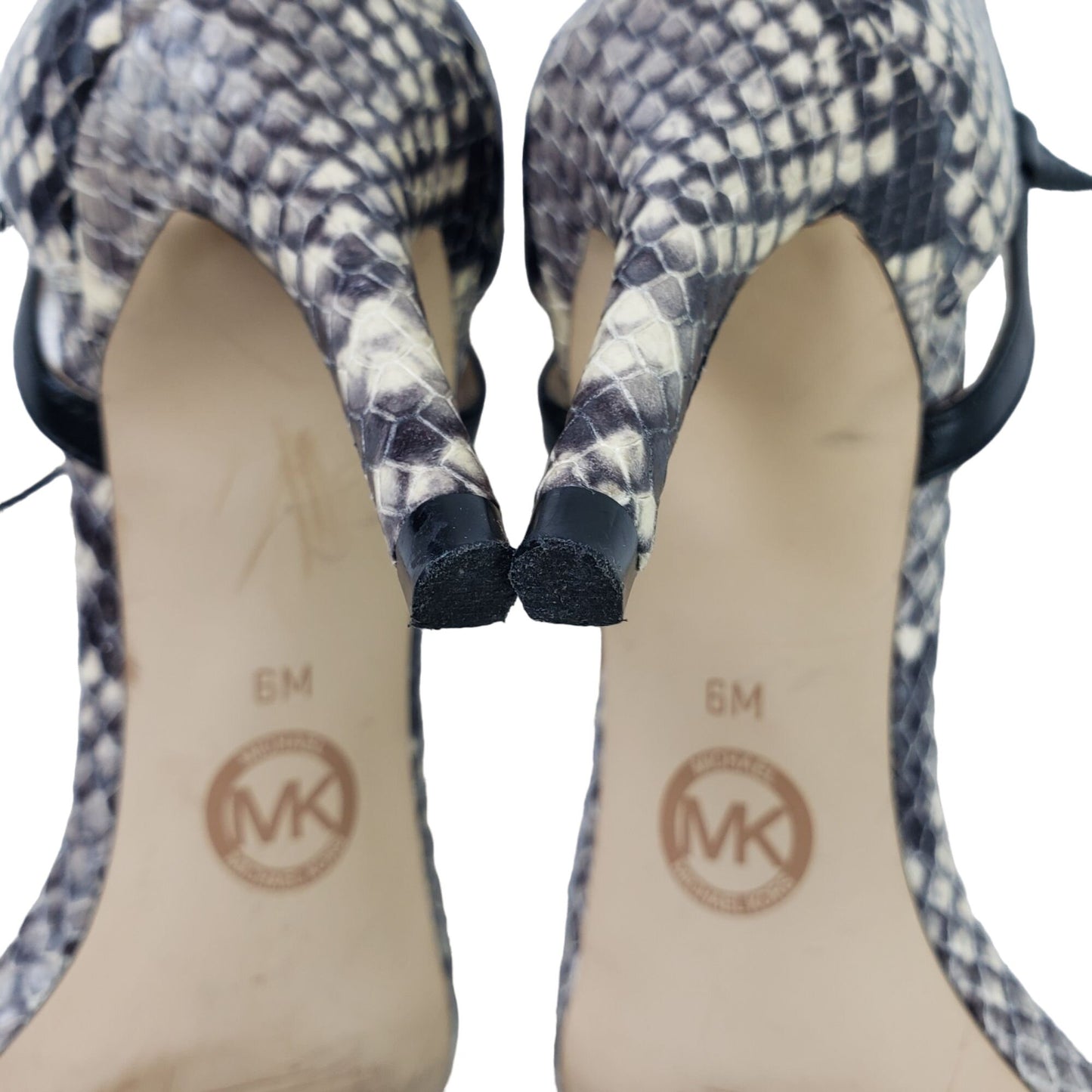 MICHAEL Michael Kors Leather Python Print Ankle Strap Heels Size 6