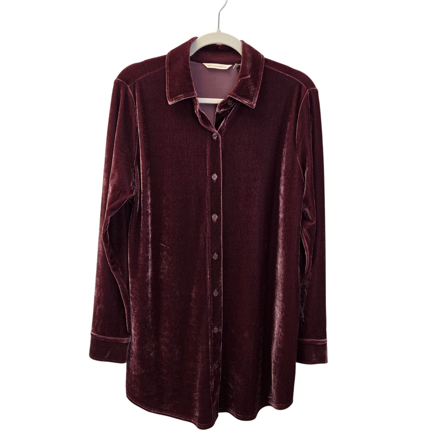 Soft Surroundings Crushed Velvet Button Down Shirt Size Small