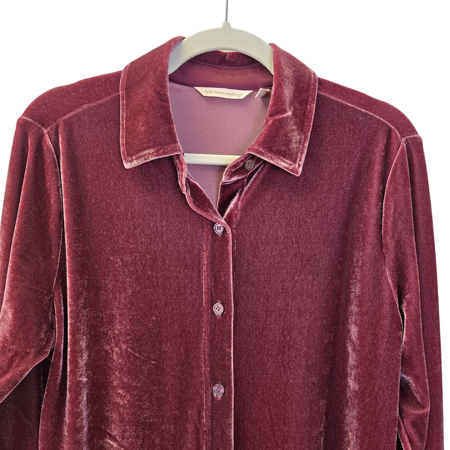 Soft Surroundings Crushed Velvet Button Down Shirt Size Small