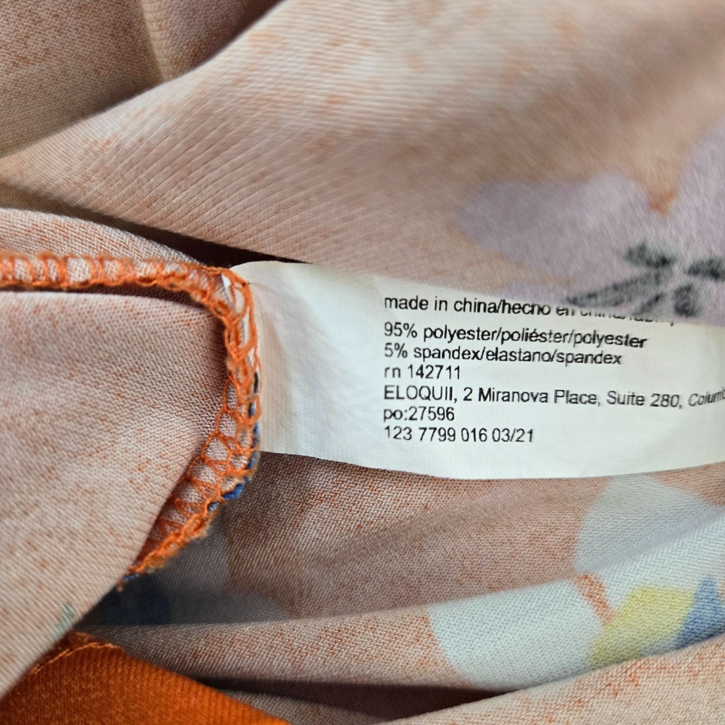 Eloquii Orange Floral Cap Sleeve Midi Dress Size 18/20