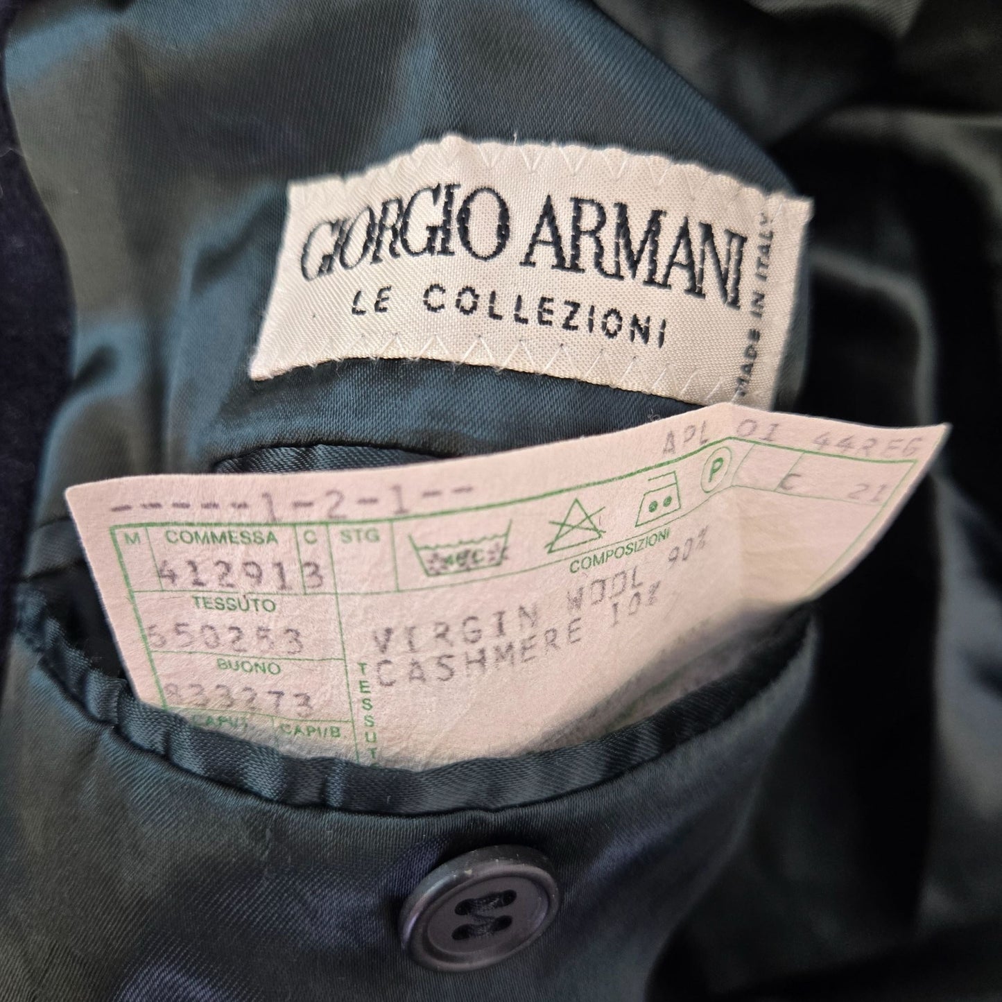Giorgio Armani Le Collezioni Wool & Cashmere Blend Three Button Coat Size 44R