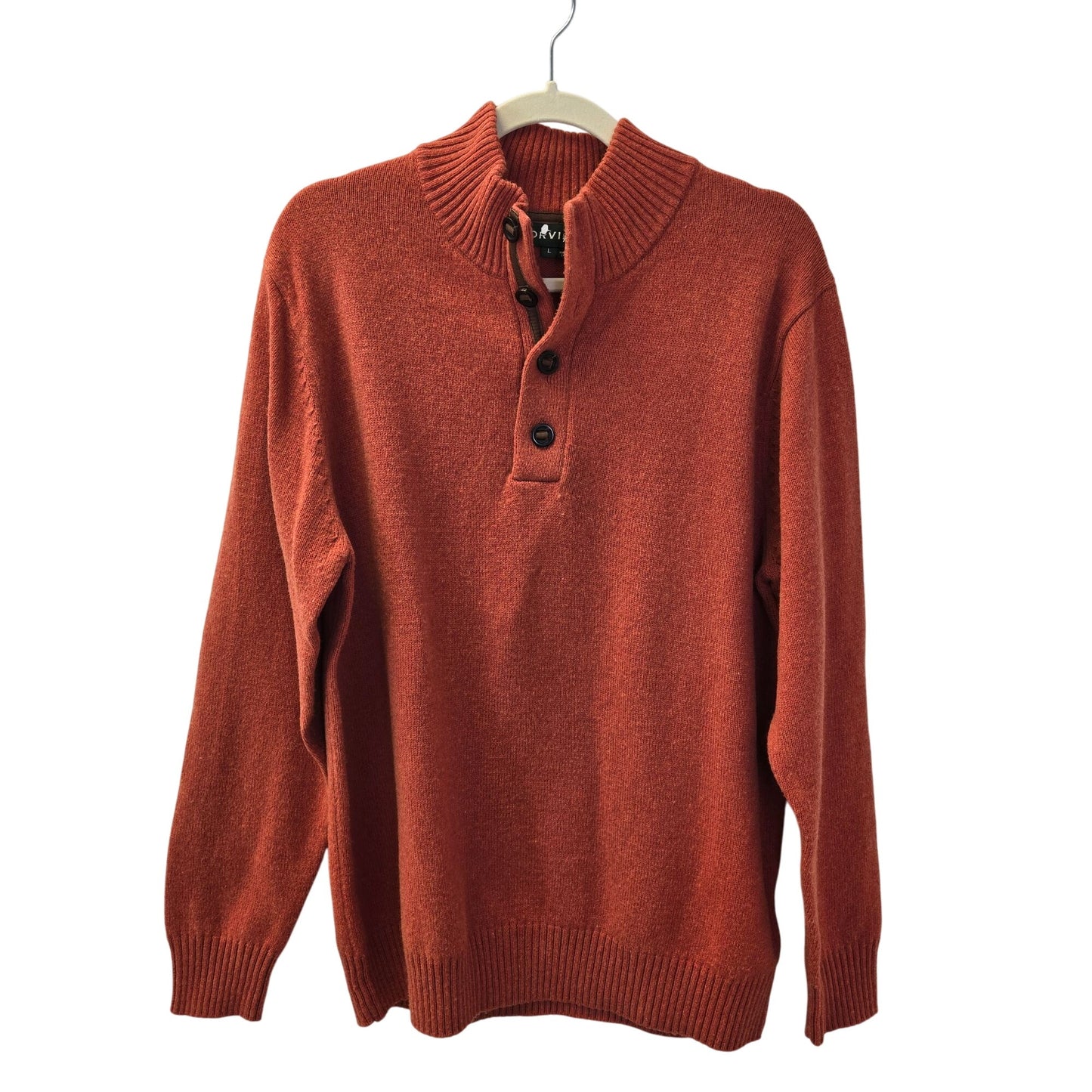 Orvis Wool Blend Quarter Button Sweater Size Large