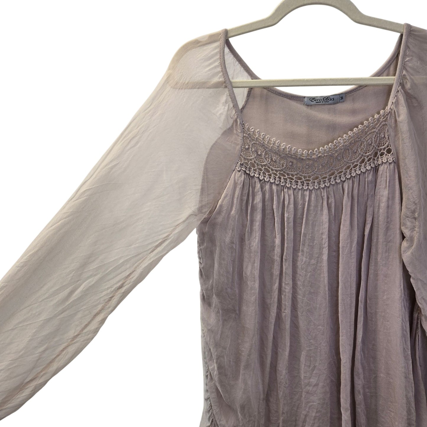 Elena Baldi Silk Lace Trim Scoop Neck Blouse Size Medium