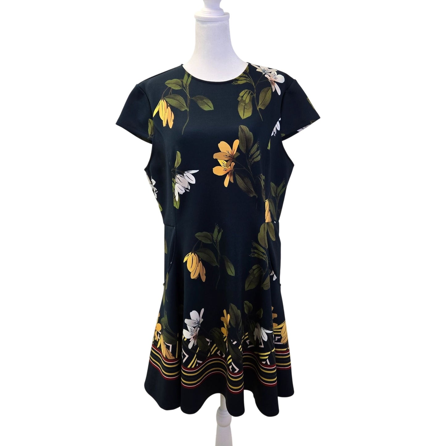 Ted Baker Gallah Floral Cap Sleeve Fit & Flare Skater Dress Size TB 5/US XL