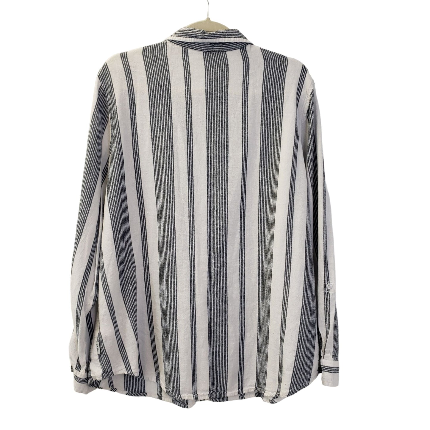 Orvis Linen Blend Striped Button Down Shirt Size XXL
