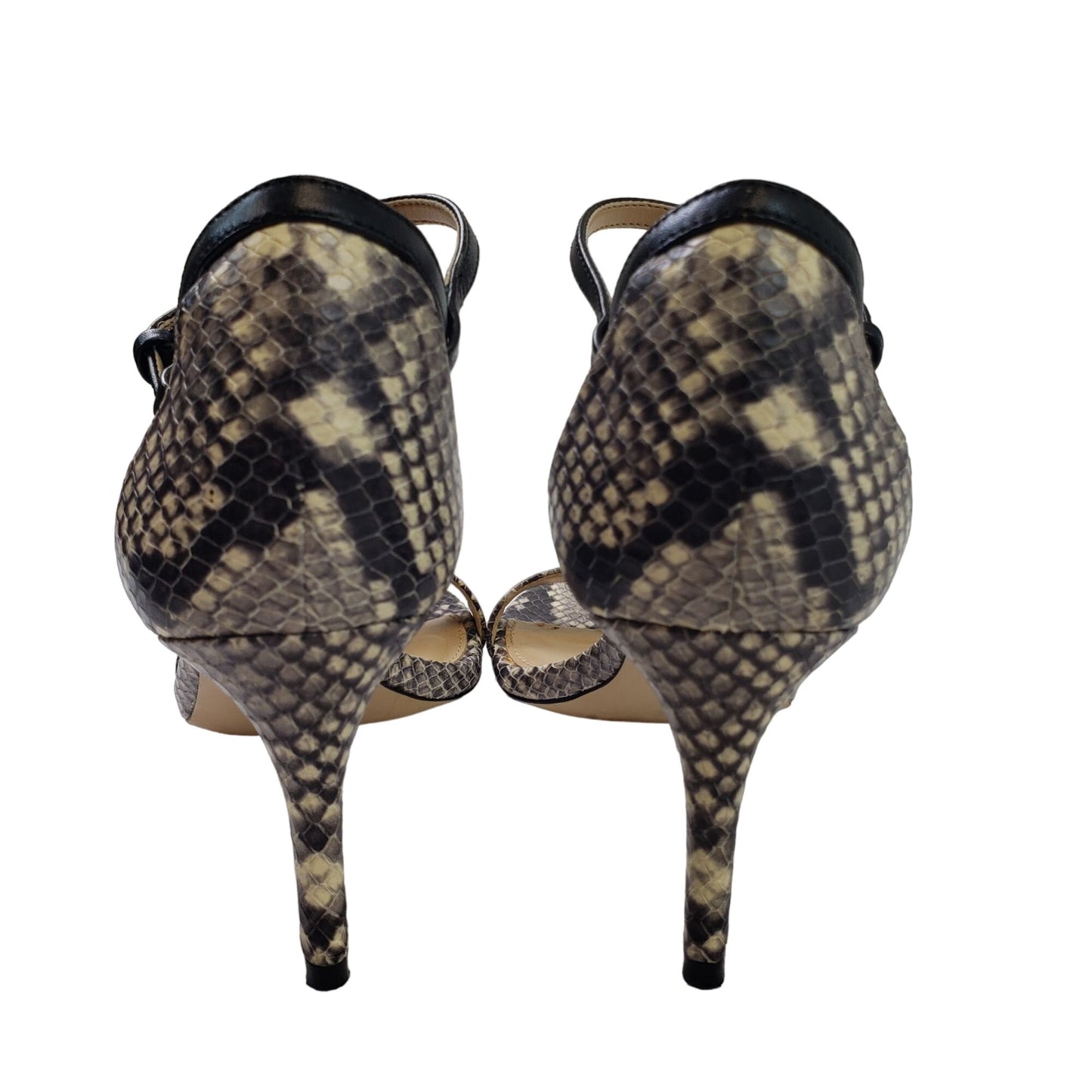 MICHAEL Michael Kors Leather Python Print Ankle Strap Heels Size 6