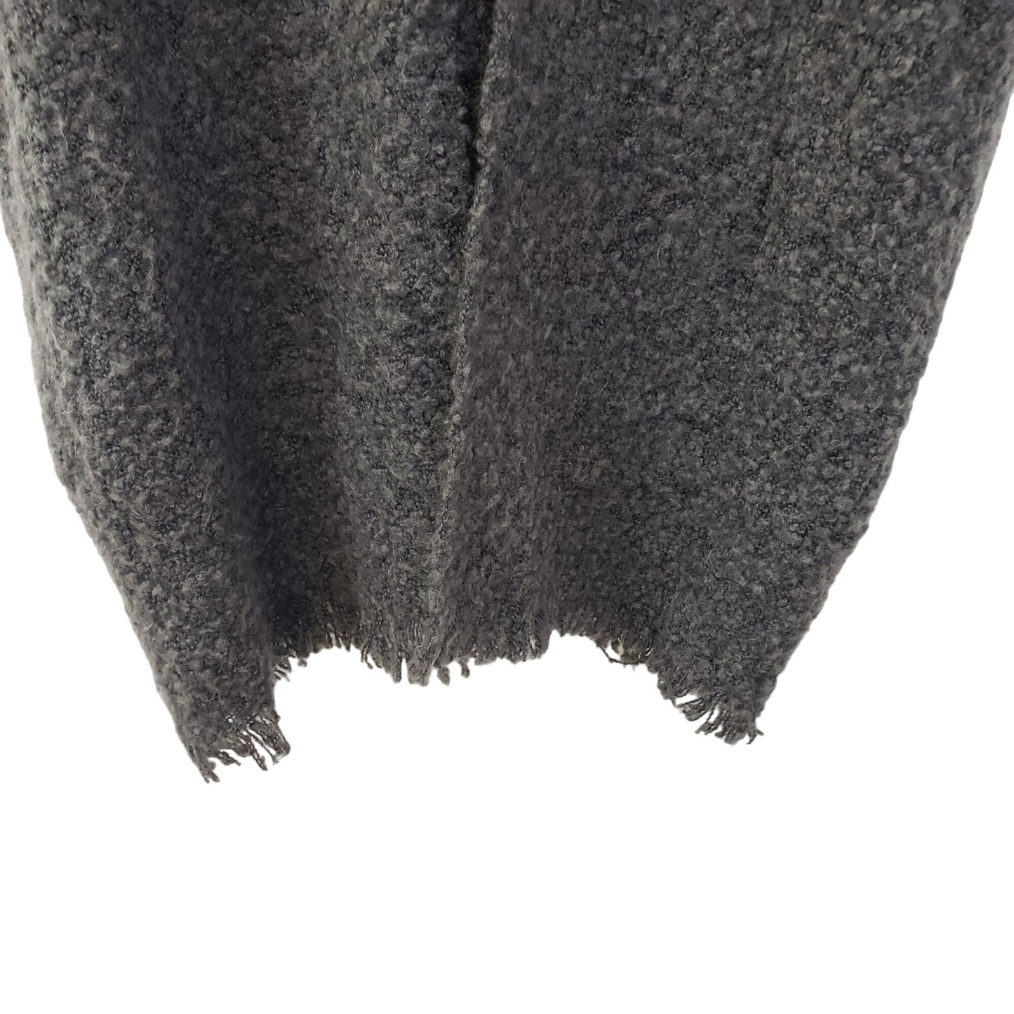 Free People Wool Blend Marled Textured Fringe Trim Poncho Sweater