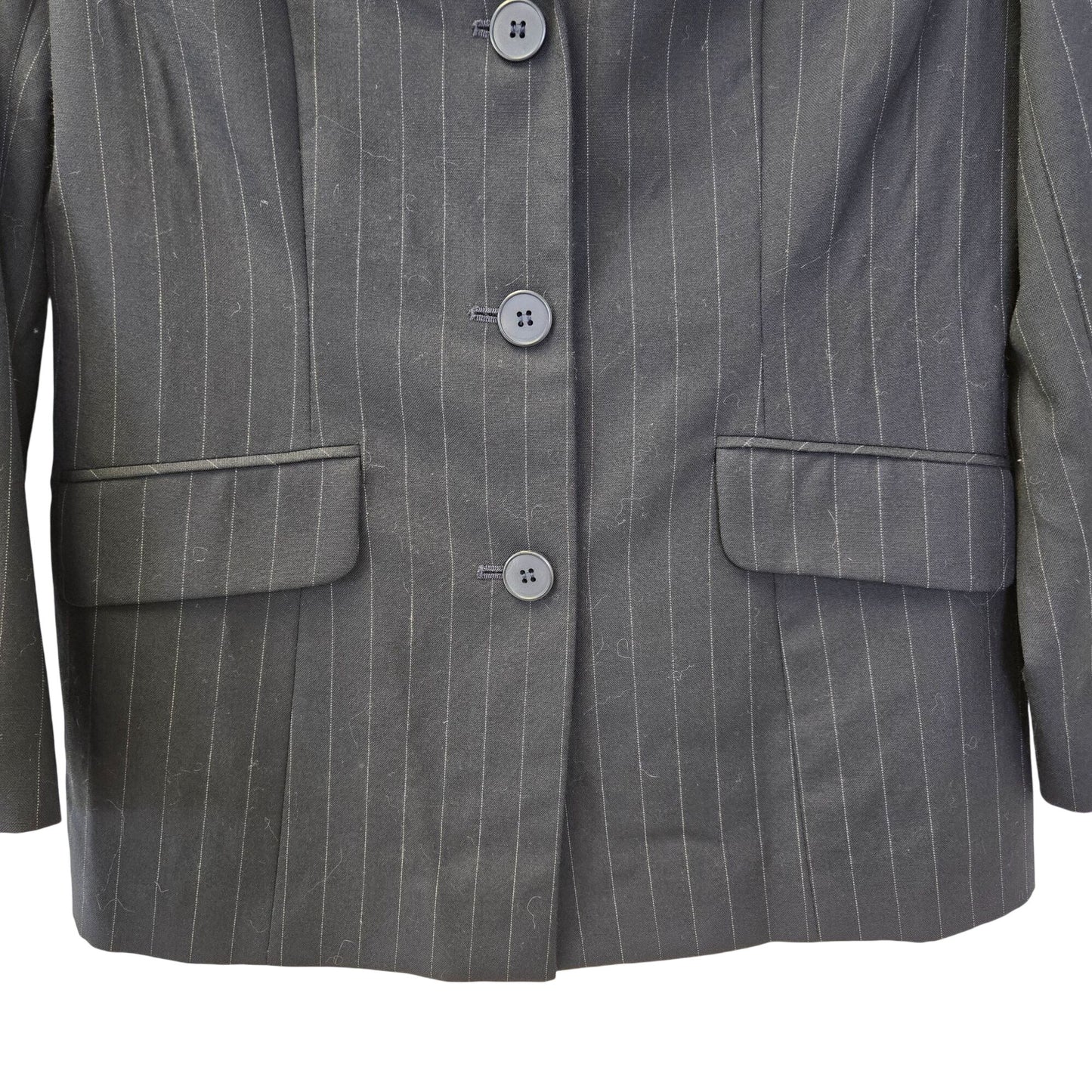 Talbots Petites 100% Worsted Wool Pinstripe Three Button Blazer Jacket Size 6P
