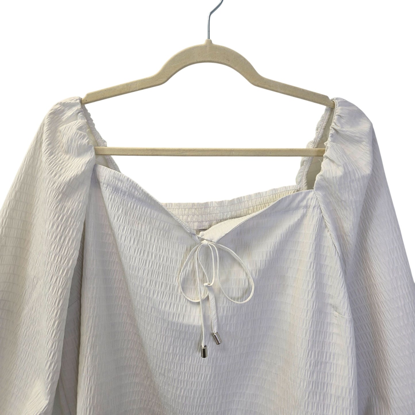 Elizabeth and James Textured Puff Sleeve Square Neck Top Size XL