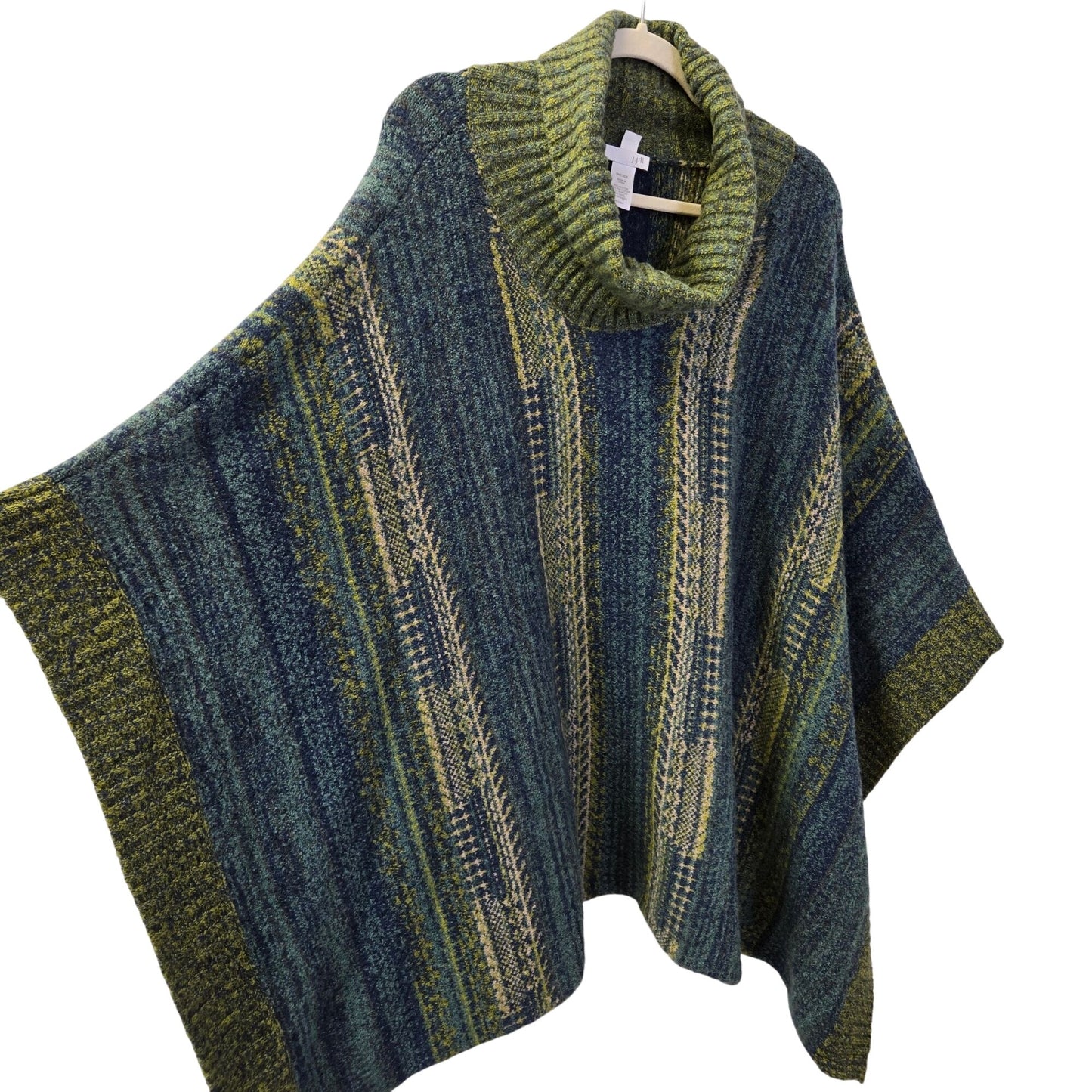 J. Jill Wool Blend Graphic Print Cowlneck Poncho Sweater