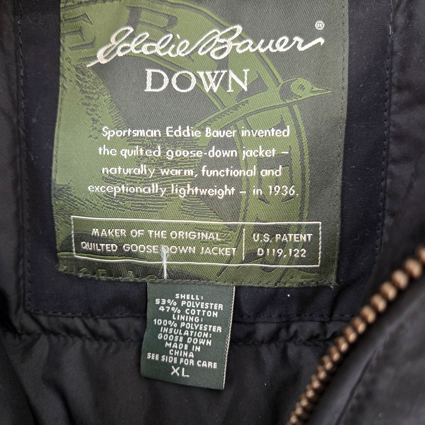 Eddie Bauer Quilted Goose Down Filled Vest Jacket Size XL