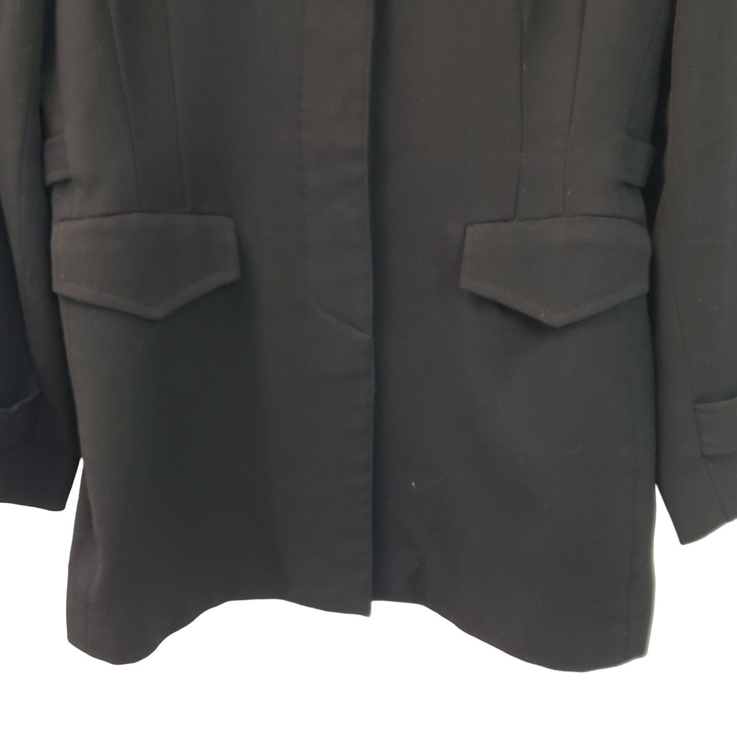 New Frontier Textured Wool Hidden Button Jacket Size 8 *Missing Sleeve Button*