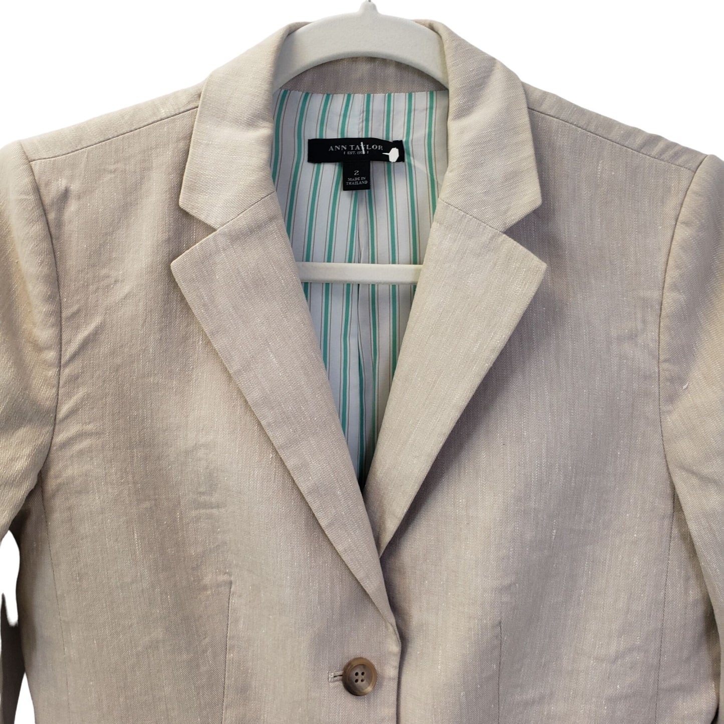 Ann Taylor Linen Blend Two Button Blazer Jacket Size 2