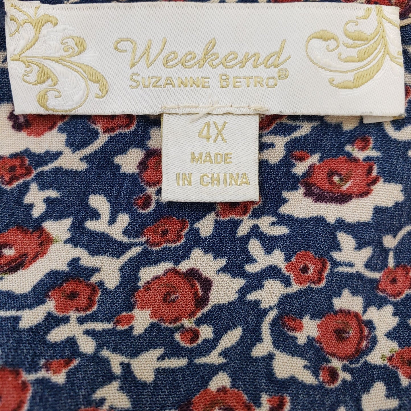 Suzanne Betro Weekend Mixed Print Babydoll Top Size 4XL