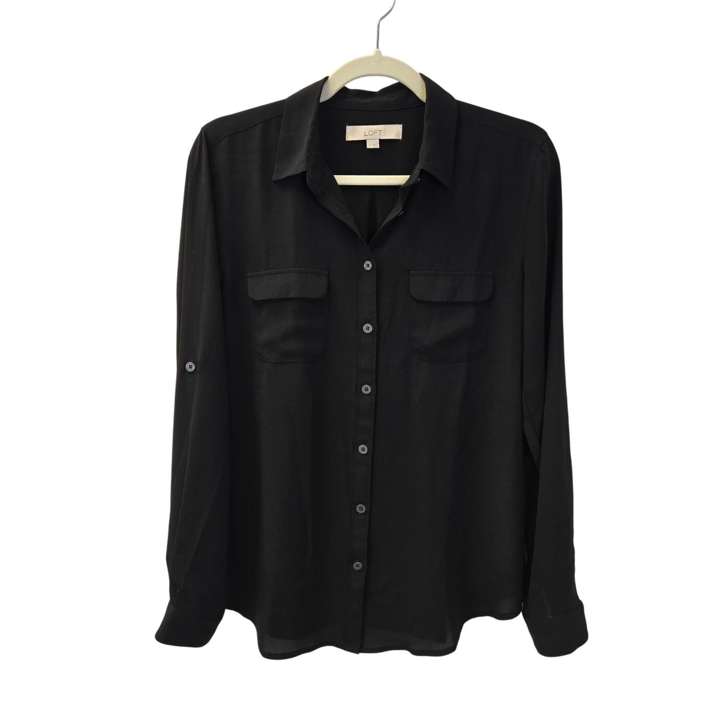 Loft Button Down Roll Tab Sleeve Blouse Size Small