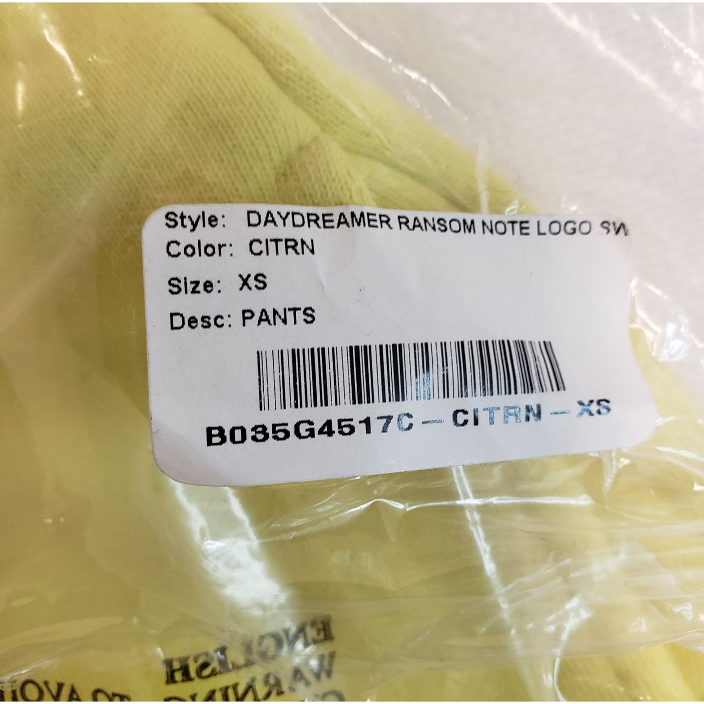 NWT Daydreamer Signature Jogger Sweatpants in Citron Size XS
