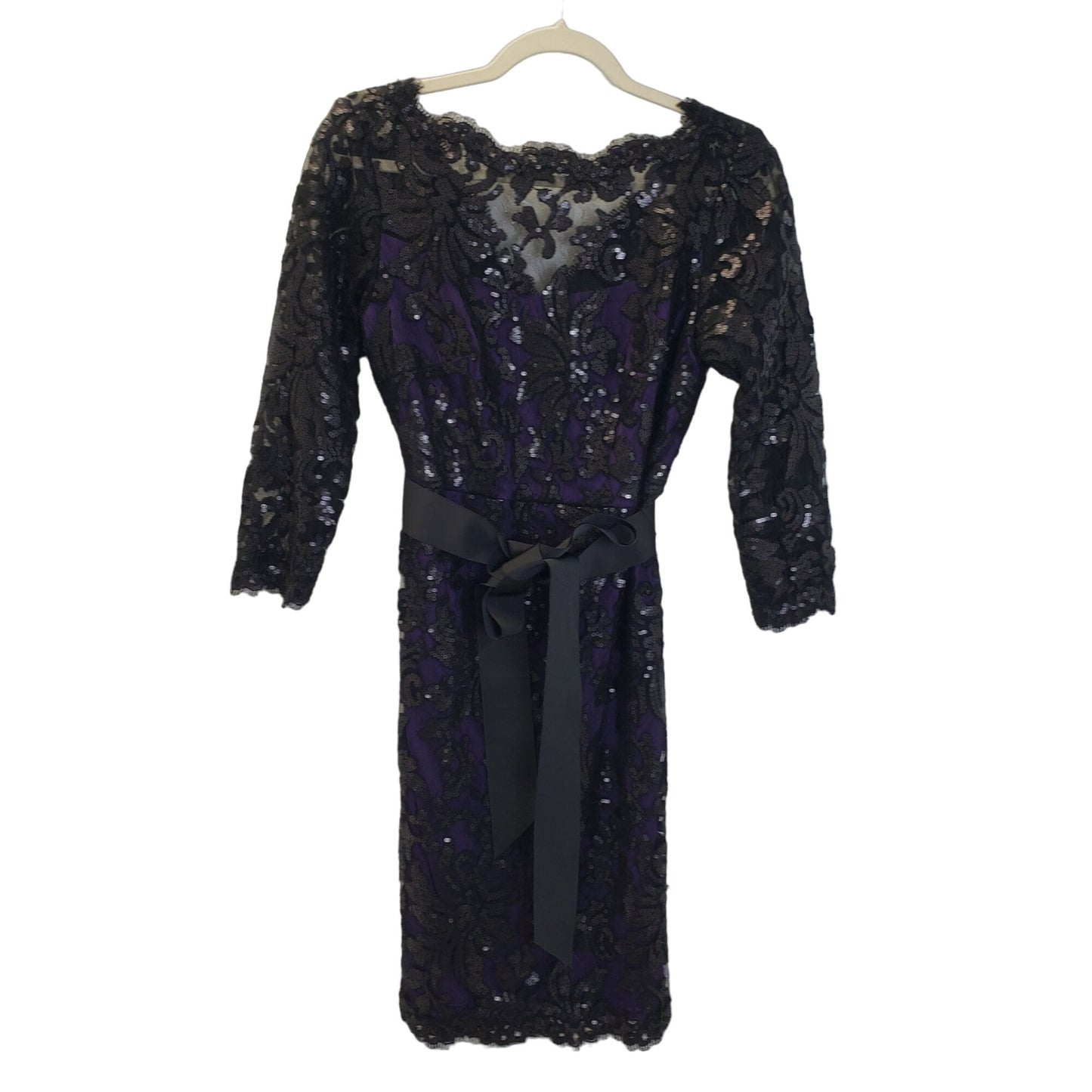 Tadashi Shoji Sequin Overlay Cocktail Dress Size 8 Petite