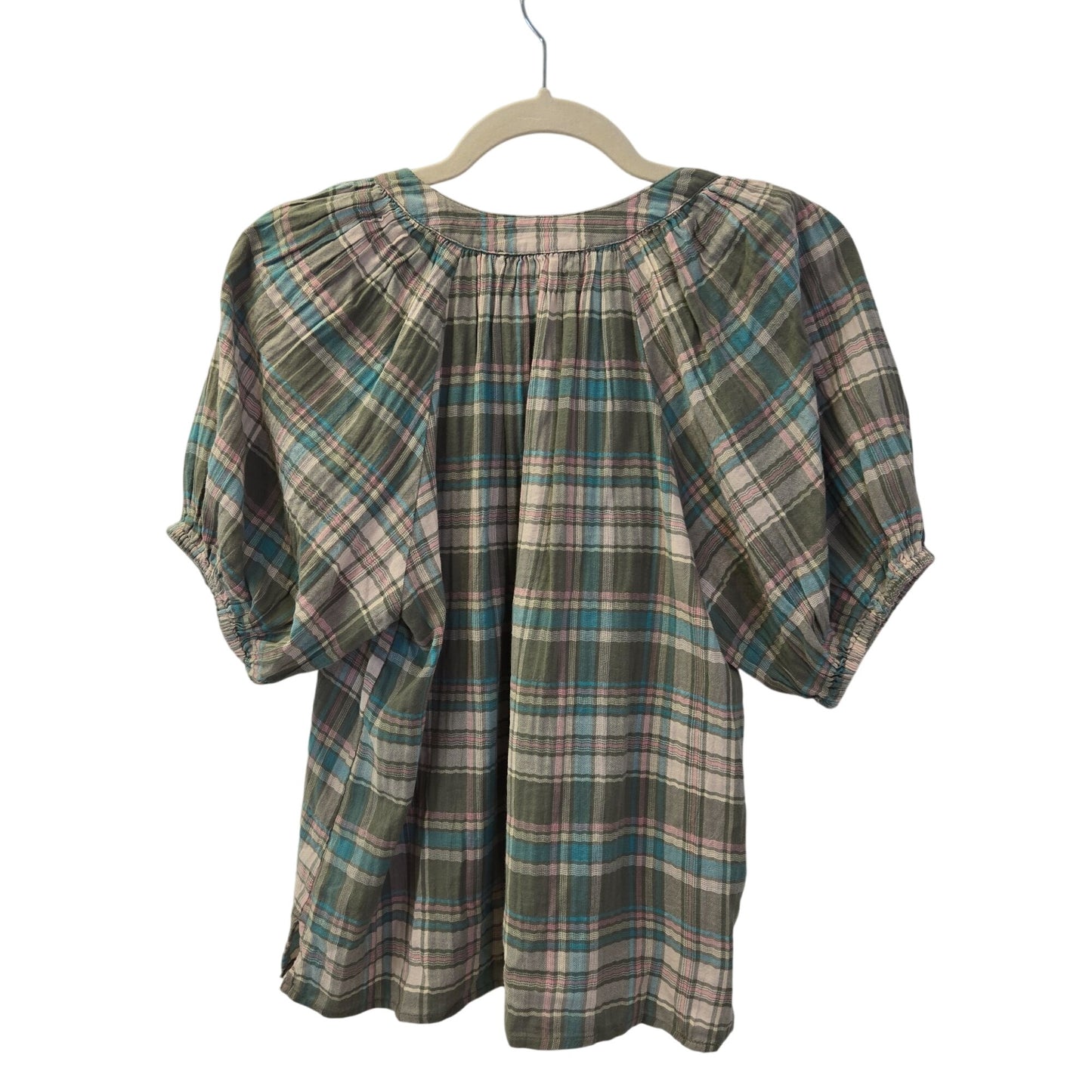 Loft Oversized Lightweight Plaid Popover Peasant Top Size Small Petite