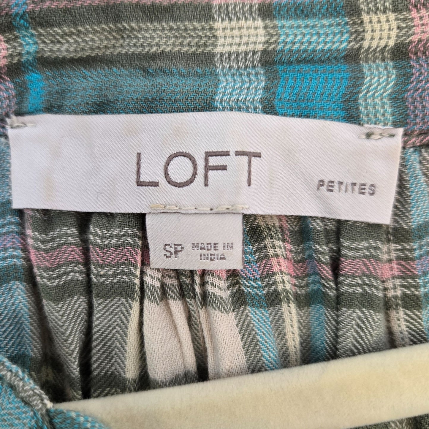 Loft Oversized Lightweight Plaid Popover Peasant Top Size Small Petite