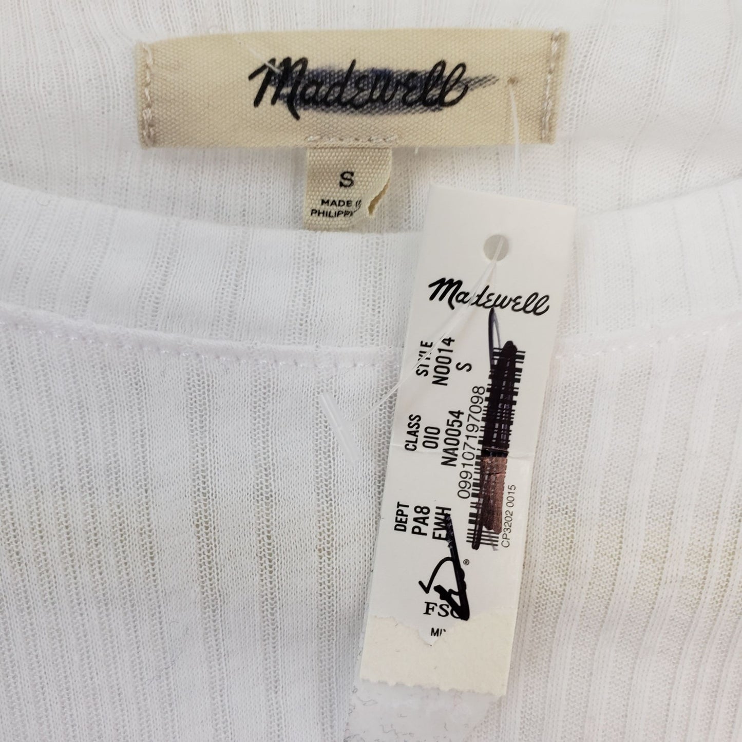 NWT Madewell Variegated Ribbed Long Sleeve Top Size Small