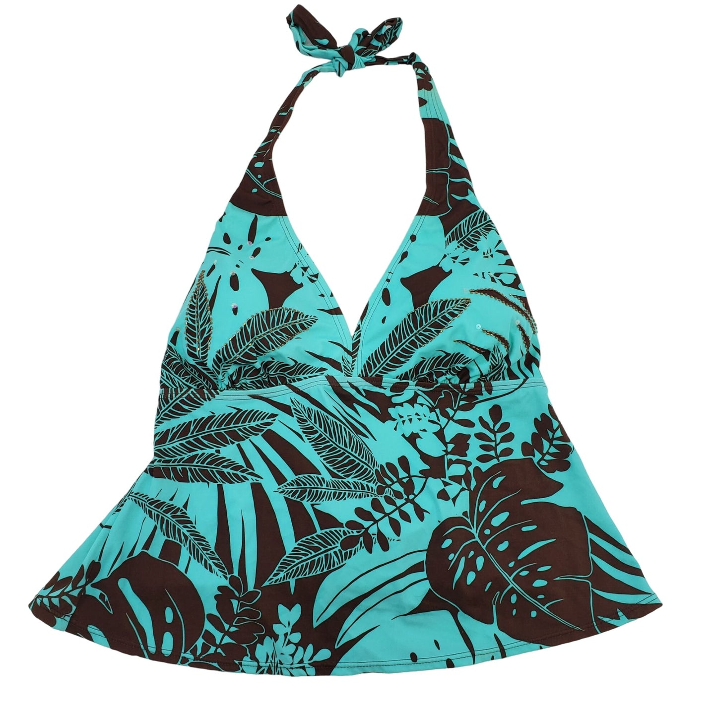 NWT Beach Bay Beaded Halter Swim Top Size 16W