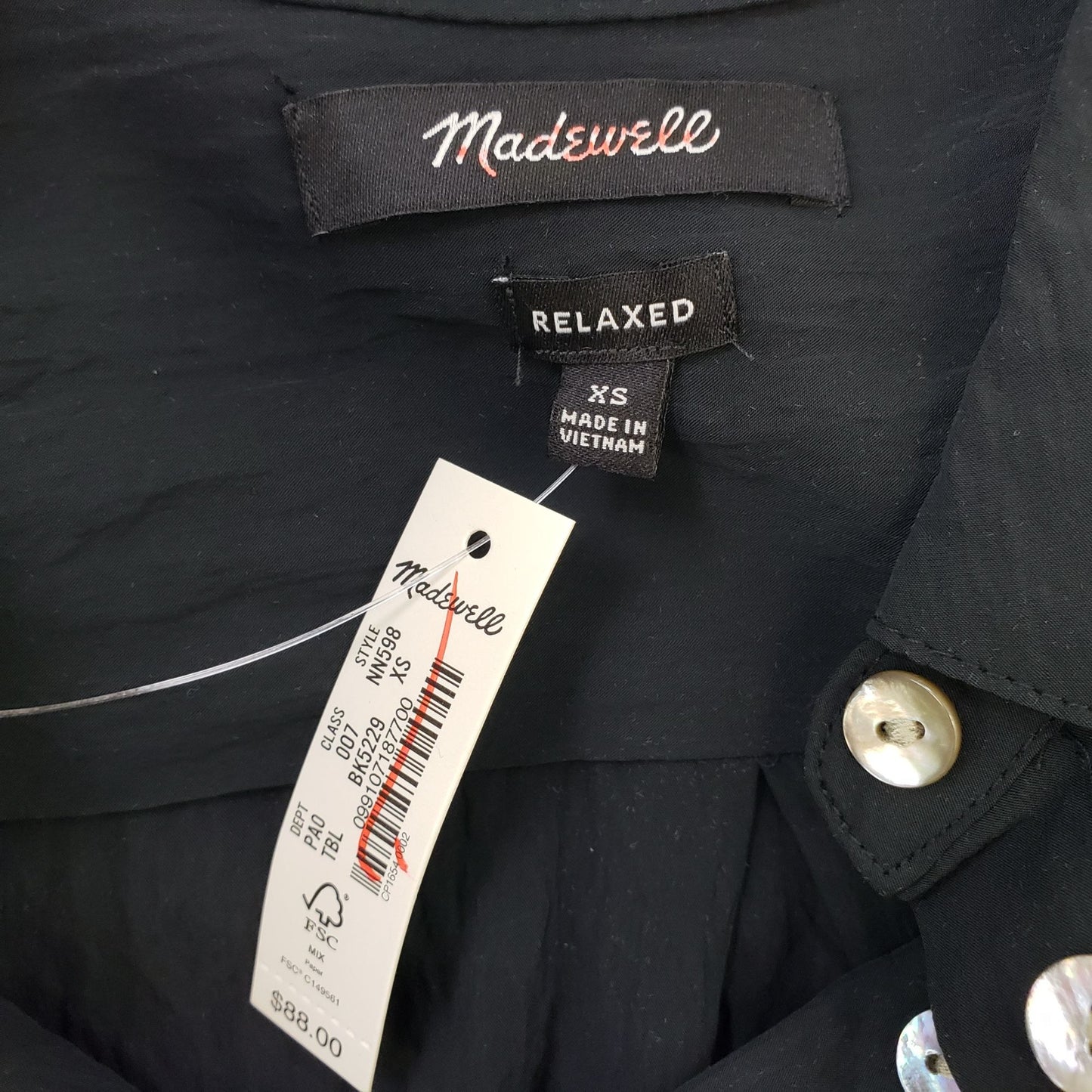 NWT Madewell Paxton Relaxed Fit Viscose Button Down Shirt Size XS