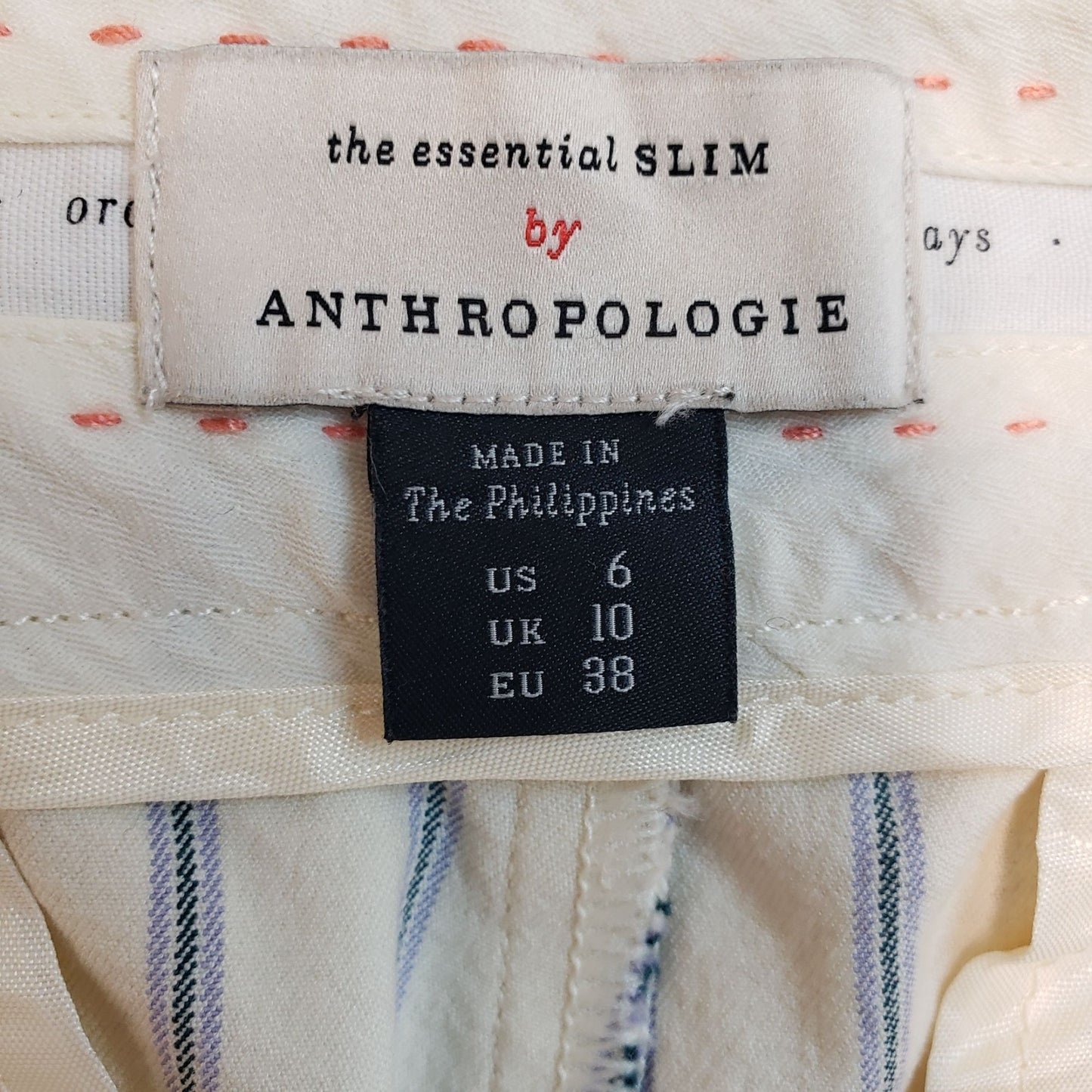 Anthropologie The Essential Slim Striped Crop Pants Size 6