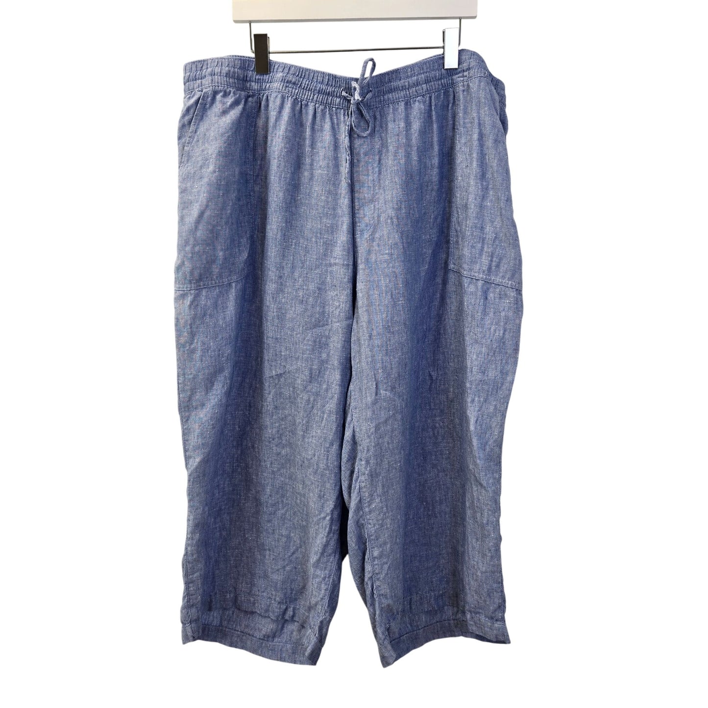 Lands' End 100% Linen High Rise Wide Leg Capri Pants Size 3XL