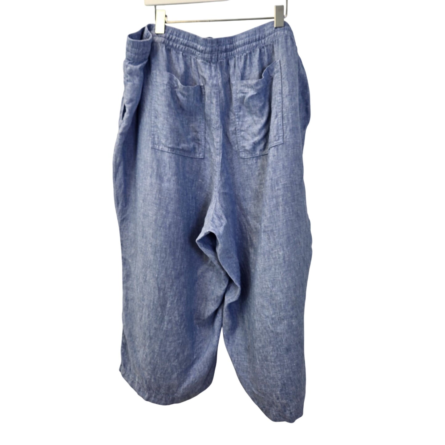 Lands' End 100% Linen High Rise Wide Leg Capri Pants Size 3XL
