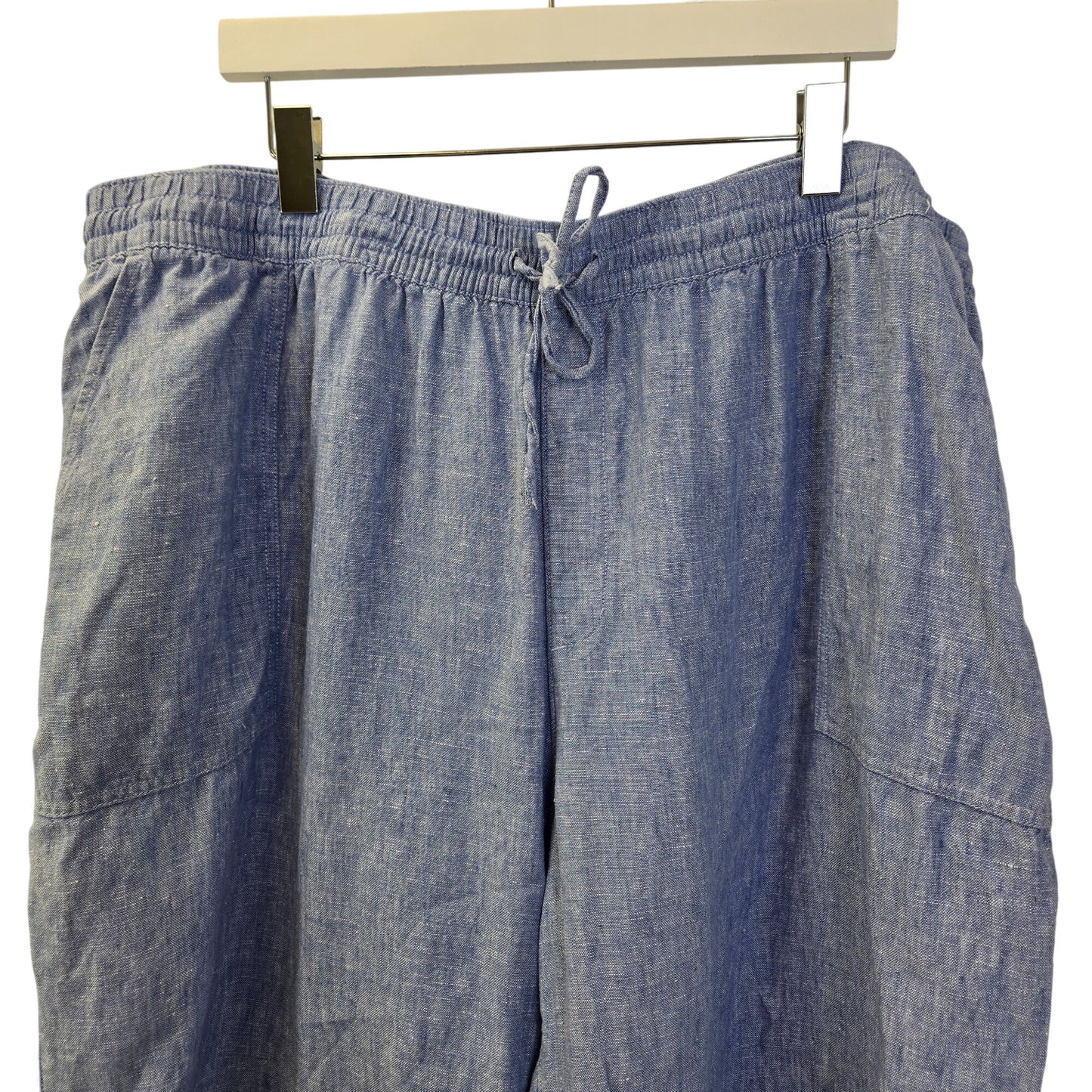 Lands' End 100% Linen High Rise Wide Leg Capri Pants Size 3XL