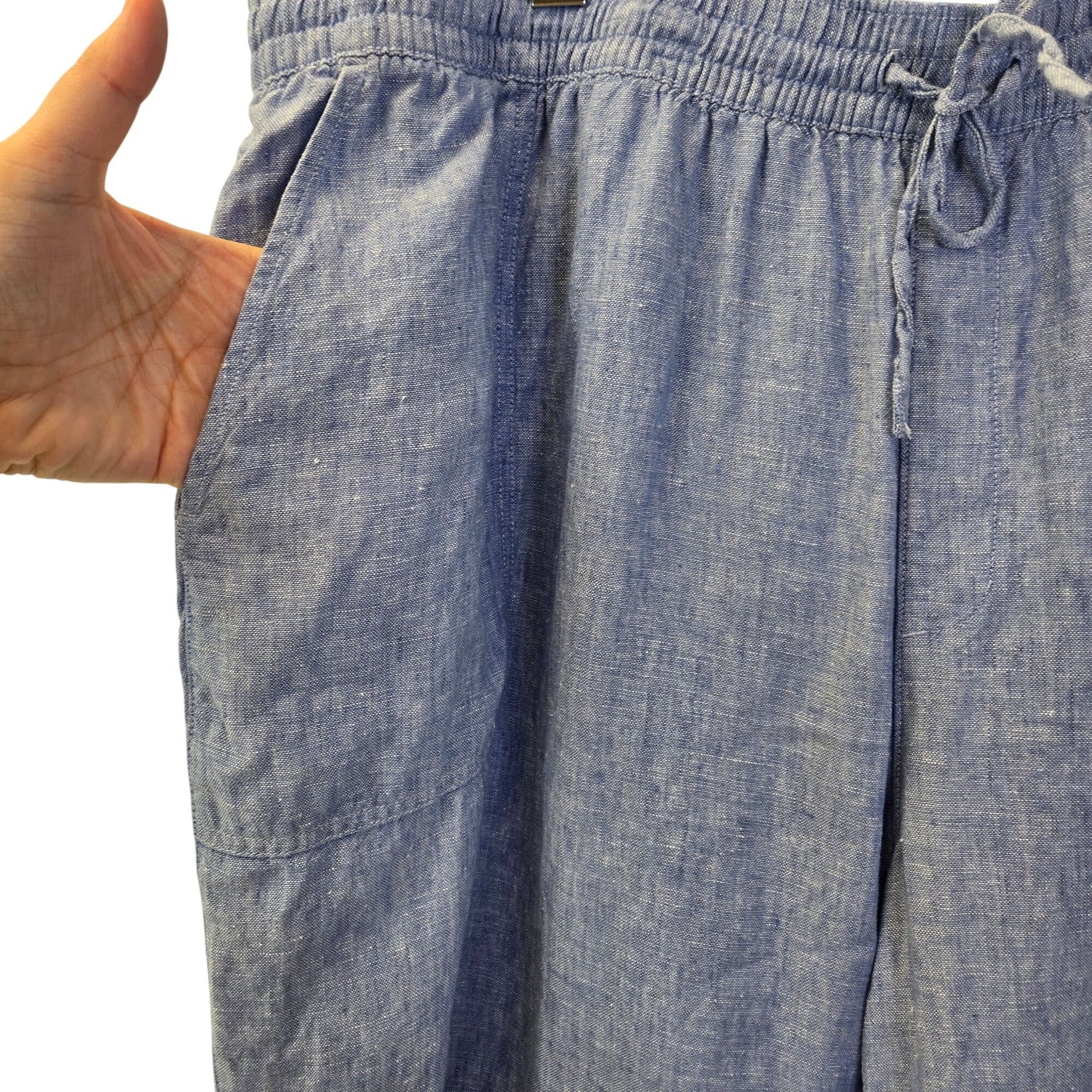 Lands' End 100% Linen High Rise Wide Leg Capri Pants Size 3XL
