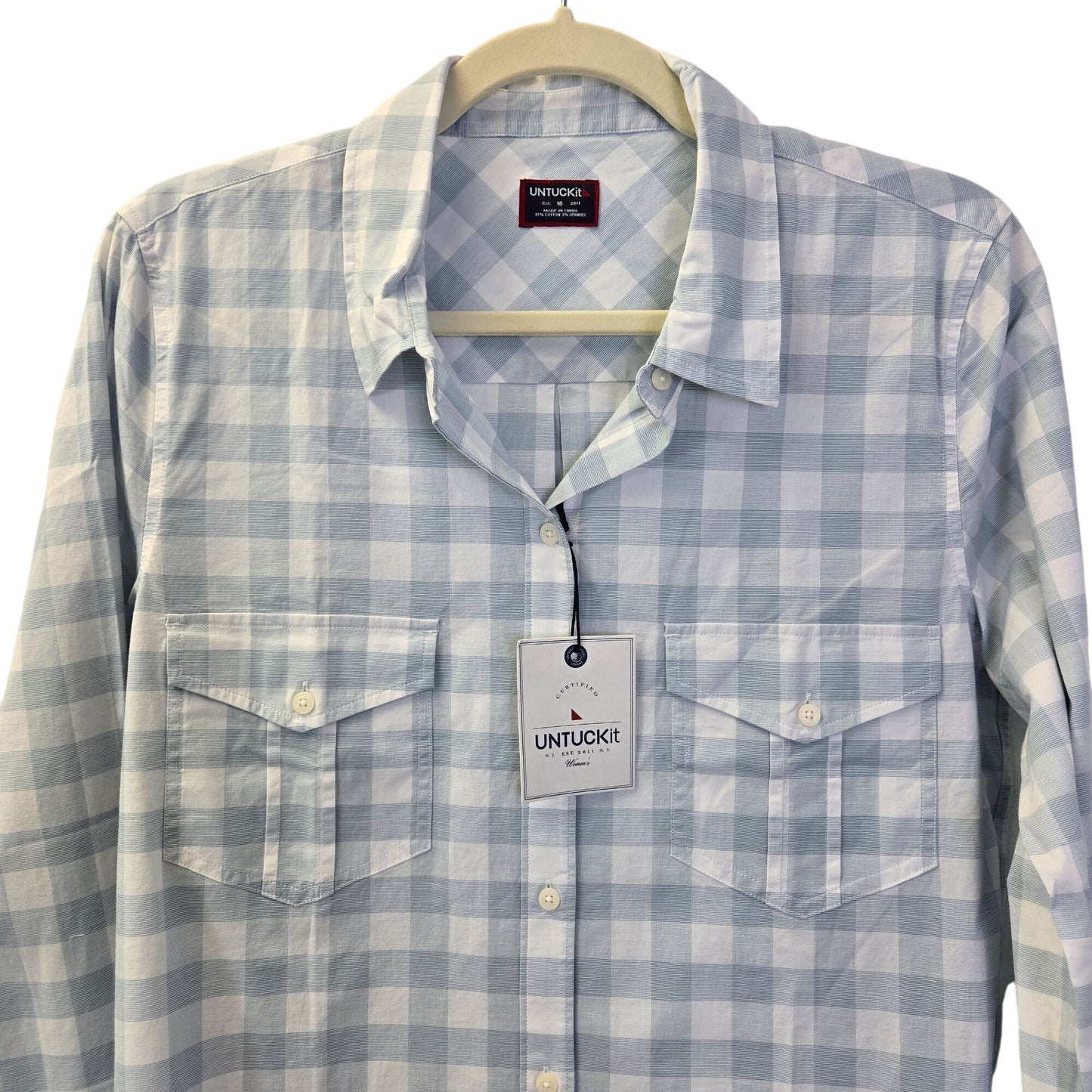 NWT UNTUCKit Santa Marzi Plaid Long Sleeve Button Down Shirt Size 10