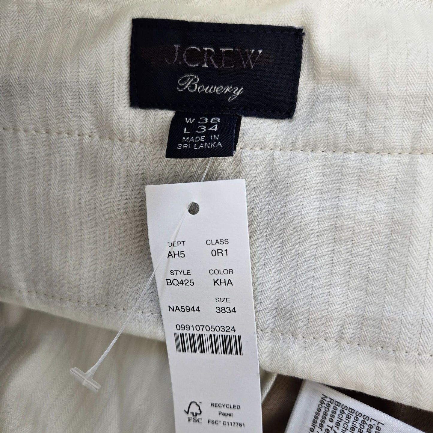 NWT J. Crew Bowery Chino Dress Pants Size 38x34