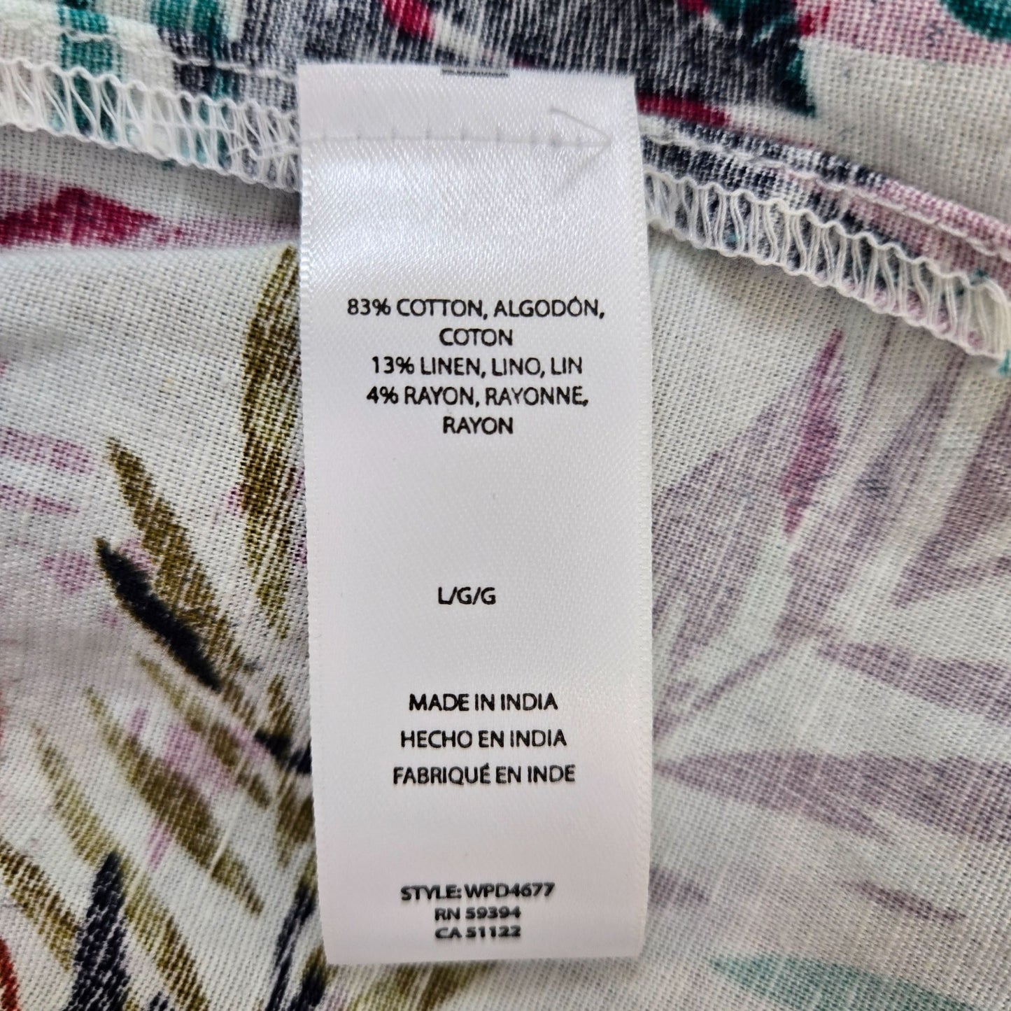 Beachlunchlounge Linen Blend Tropical Print Ruffle Sleeve Dress Size Large