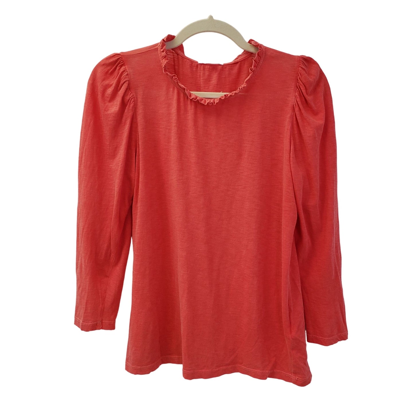 Sundry Ruffle Neck Puff Sleeve Slub T-shirt Size 0