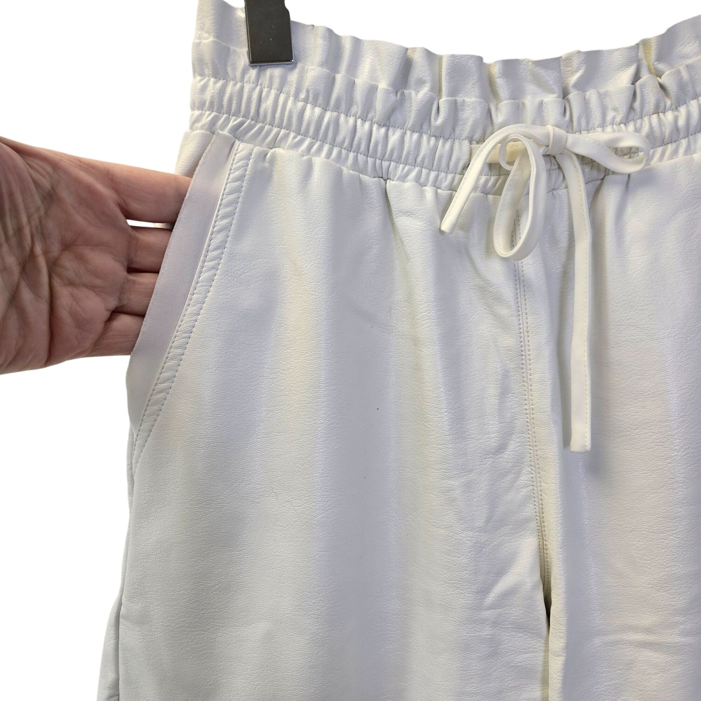 Fate Vegan Leather Paper Bag Waist Cropped Pants Size Small