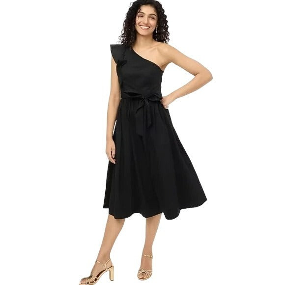 NWT J. Crew Factory One Shoulder Tie Waist Midi Dress Size 12