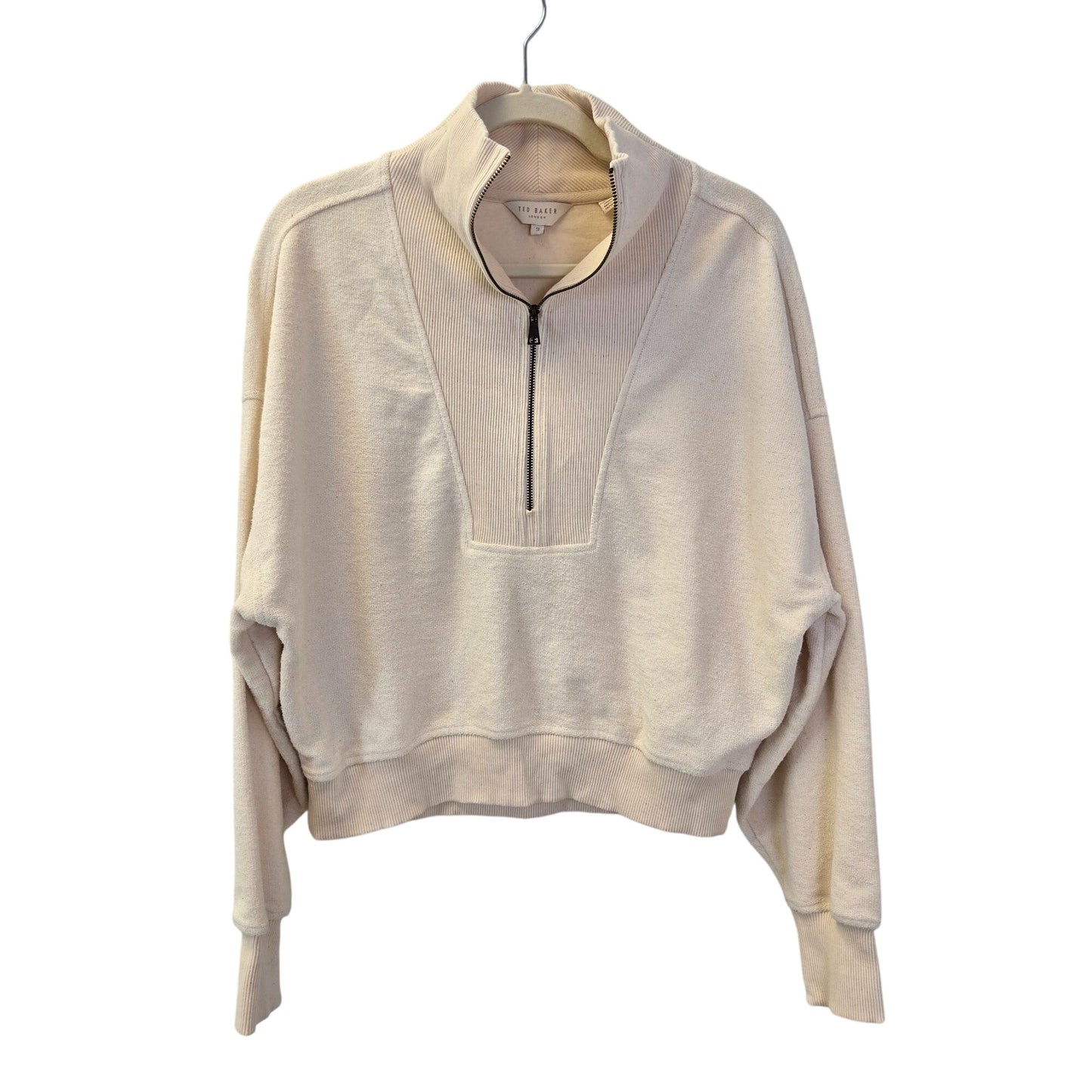 Ted Baker Varen Funnel-neck Cotton Half Zip Cropped Jumper Jacket Size TB 4/US 10