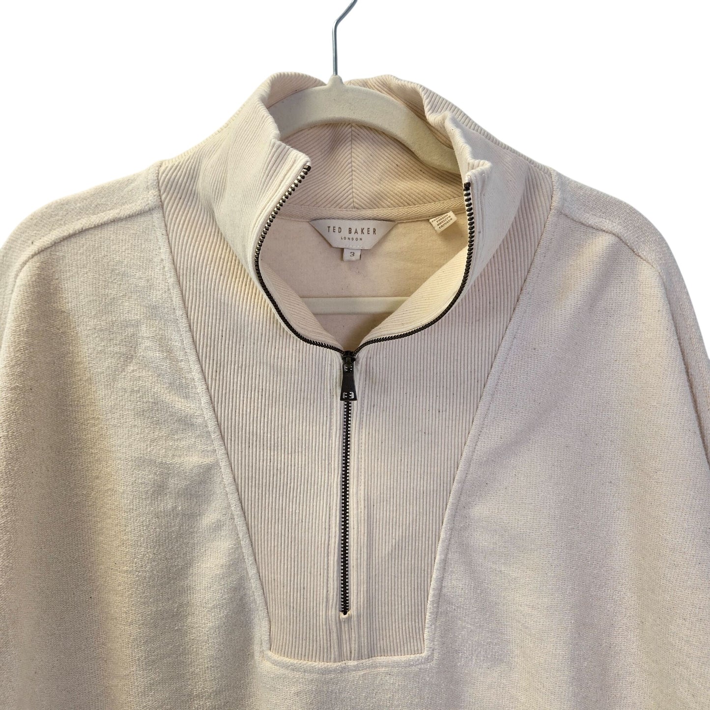 Ted Baker Varen Funnel-neck Cotton Half Zip Cropped Jumper Jacket Size TB 4/US 10