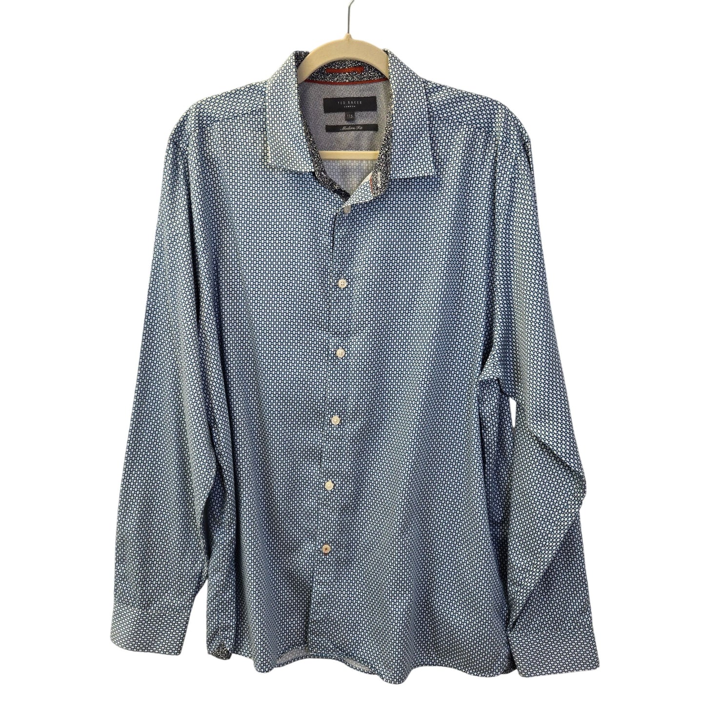 Ted Baker Edde Print Button Down Shirt Neck Size 17.5 Size 2XL