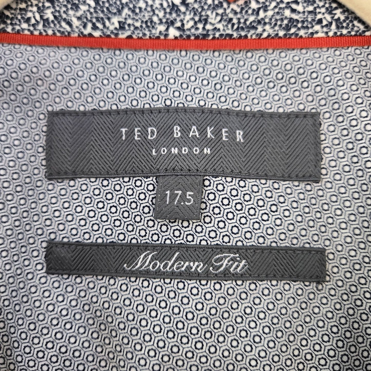 Ted Baker Edde Print Button Down Shirt Neck Size 17.5 Size 2XL