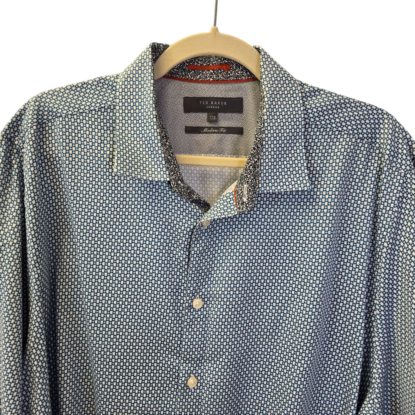 Ted Baker Edde Print Button Down Shirt Neck Size 17.5 Size 2XL