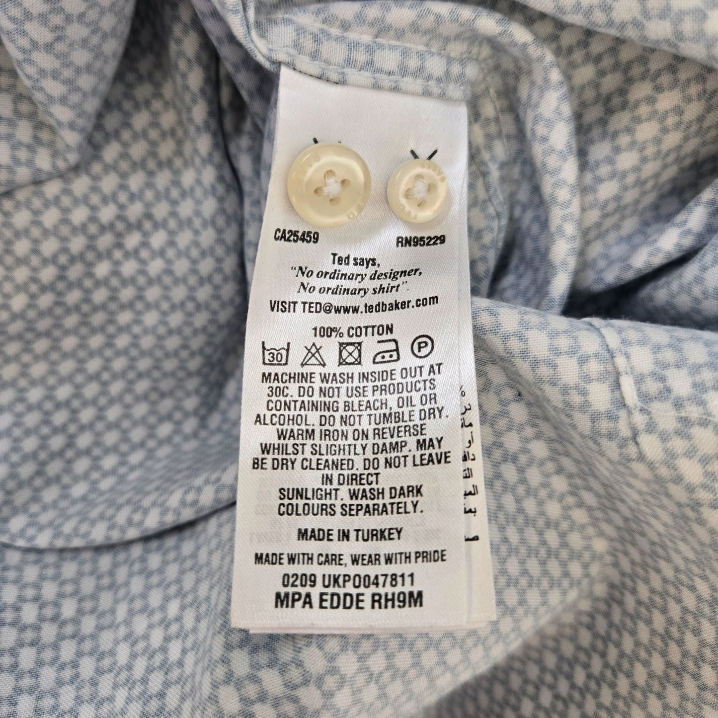Ted Baker Edde Print Button Down Shirt Neck Size 17.5 Size 2XL