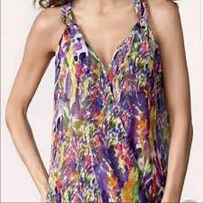 Cabi Petals Floral Watercolor Print Crossover Blouse Size Small