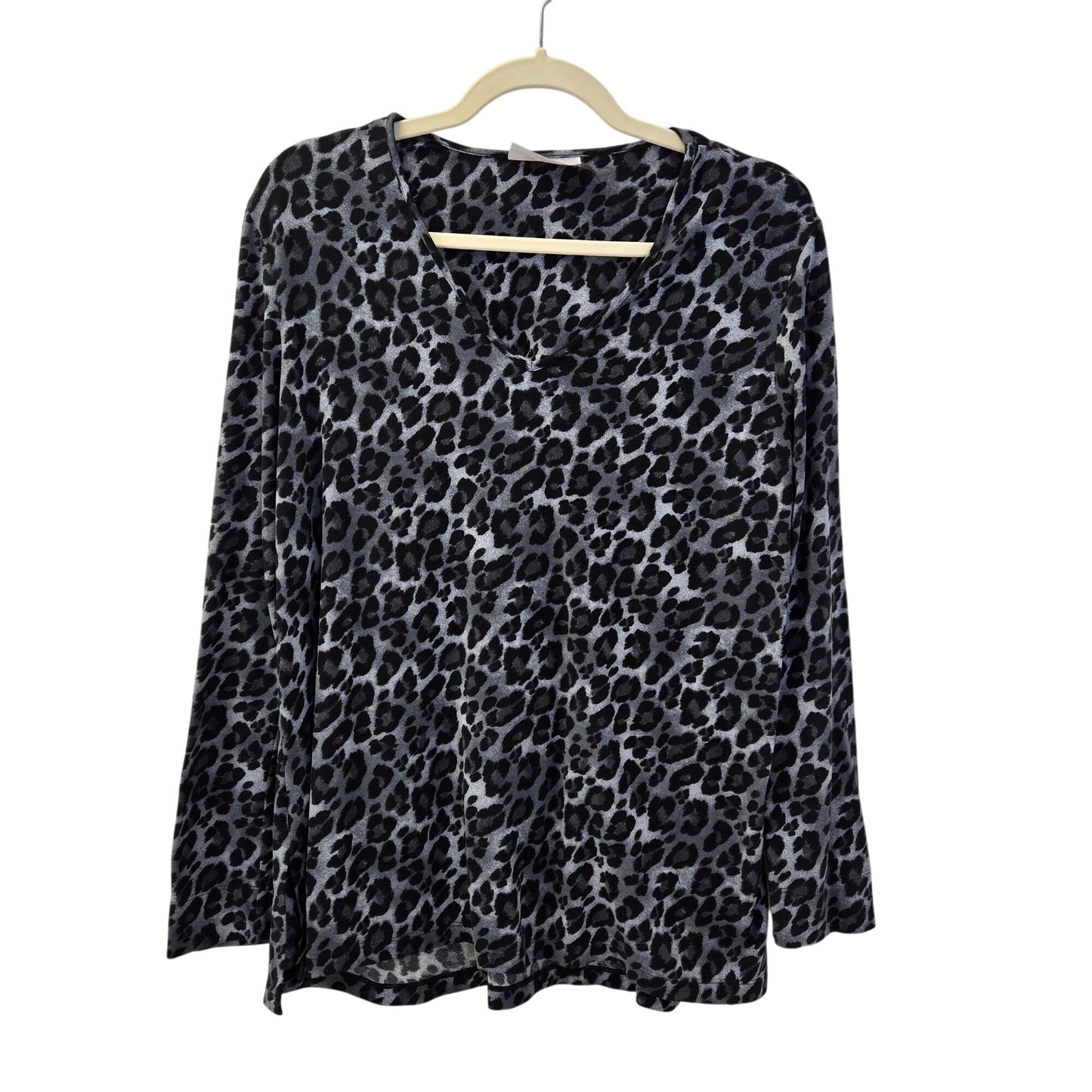 Natori Leopard Print Super Soft V-Neck Cozy Top Size Small