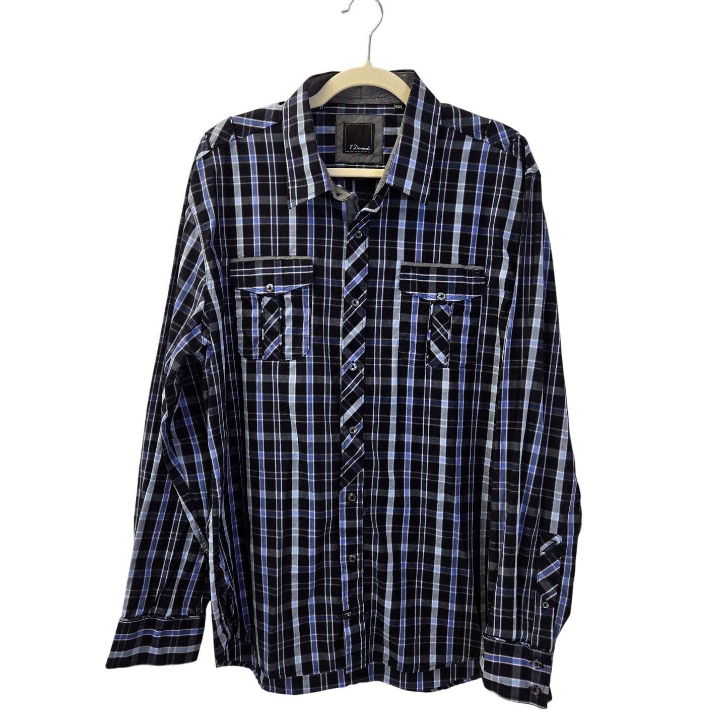 7 Diamonds Plaid Western Style Button Down Shirt Size 3XL