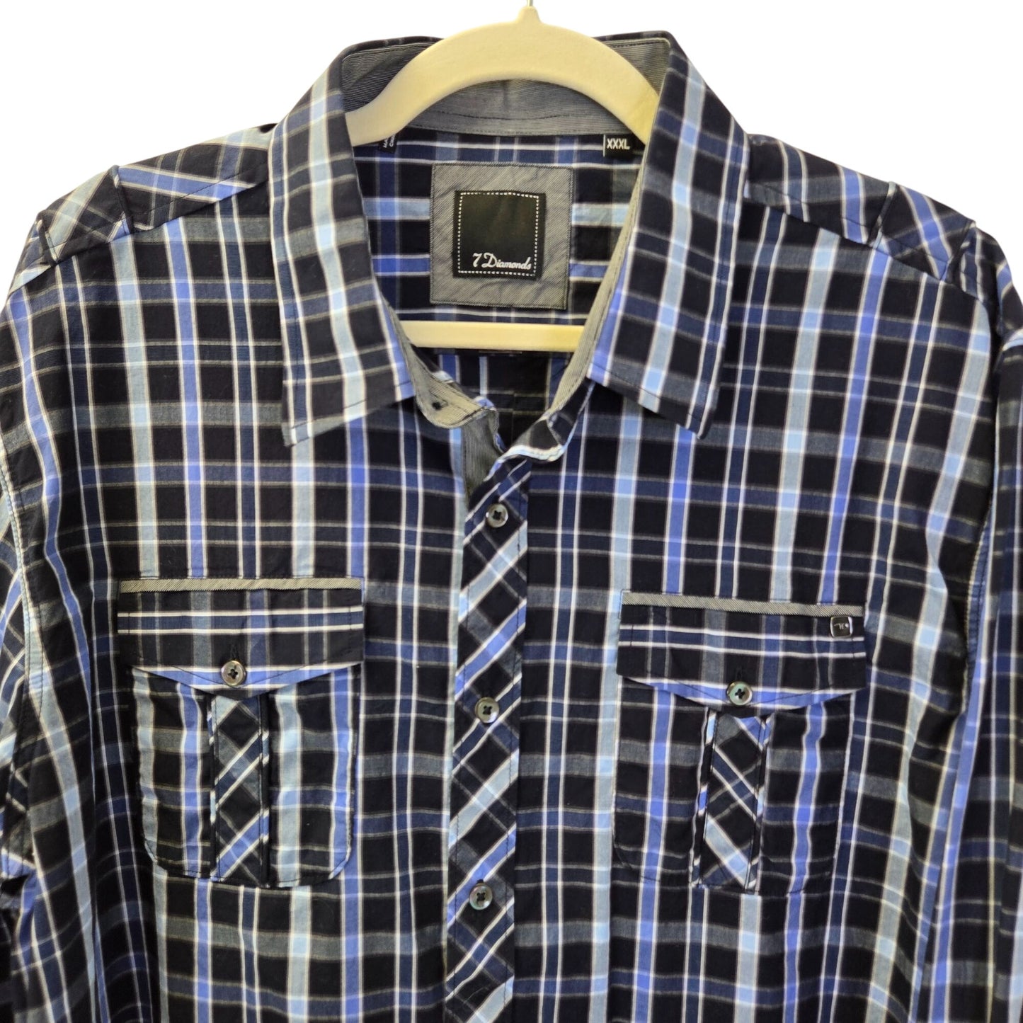 7 Diamonds Plaid Western Style Button Down Shirt Size 3XL